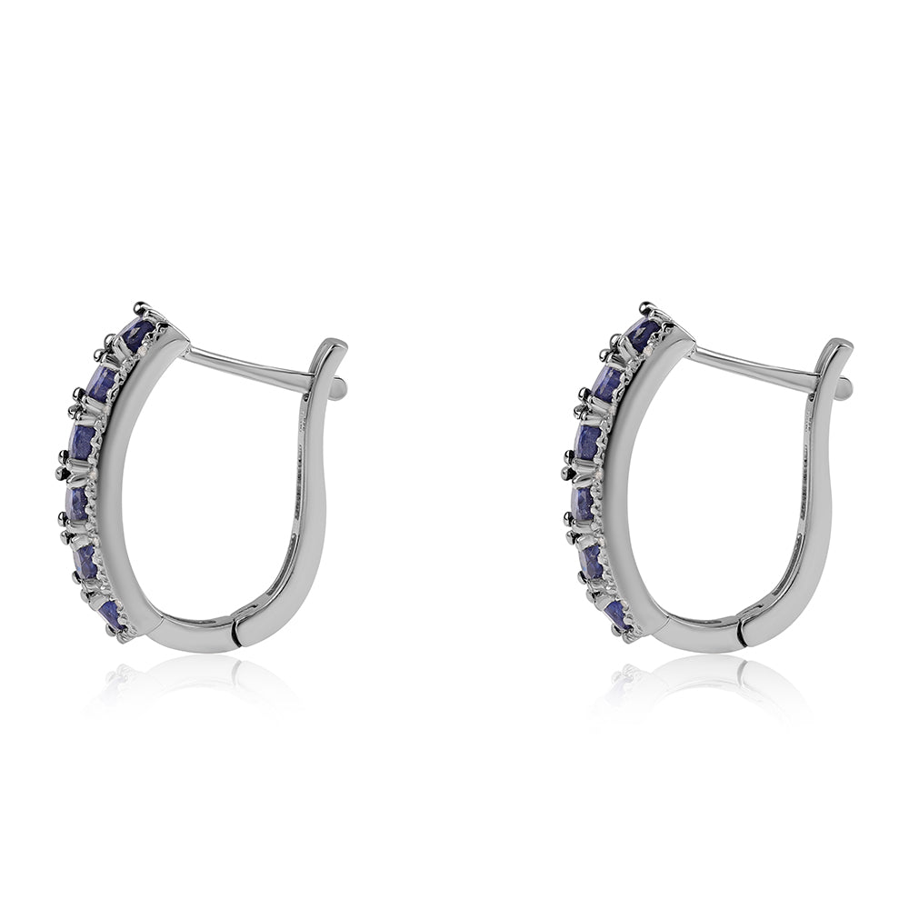 Cercei din Argint 925 ( 4.49 grame ) cu Safir Albastru Australian și Topaz Alb 3.58 Carate