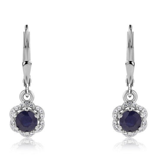 Cercei din Argint 925 ( 1.91 grame ) cu Safir Albastru Australian și Topaz Alb 1.78 Carate