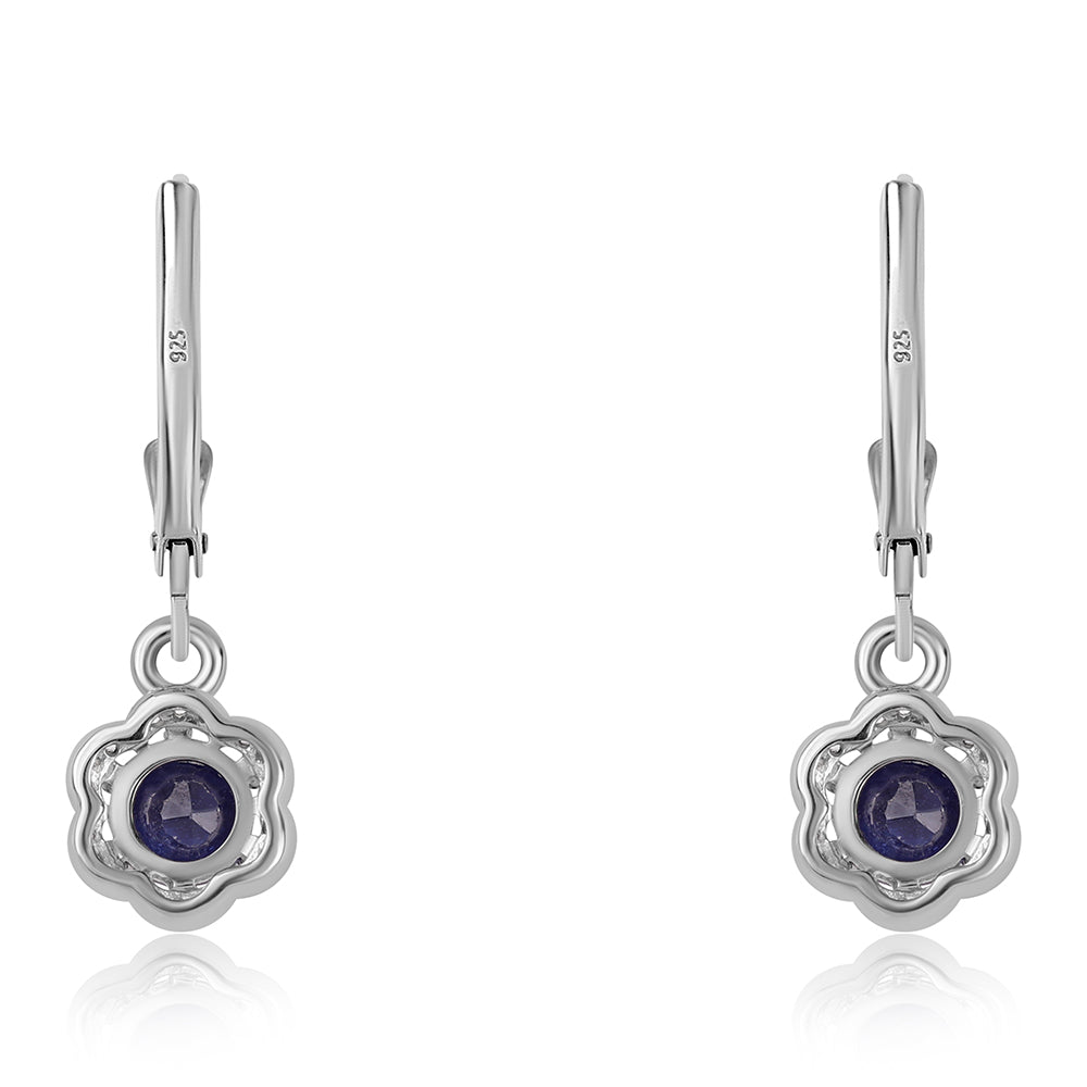 Cercei din Argint 925 ( 1.91 grame ) cu Safir Albastru Australian și Topaz Alb 1.78 Carate