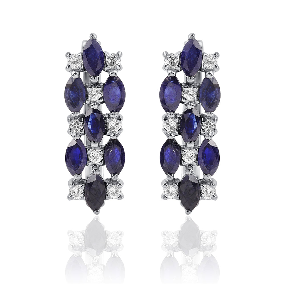 Cercei din Argint 925 ( 2.99 grame ) cu Safir Albastru Australian și Topaz Alb 1.64 Carate 1 