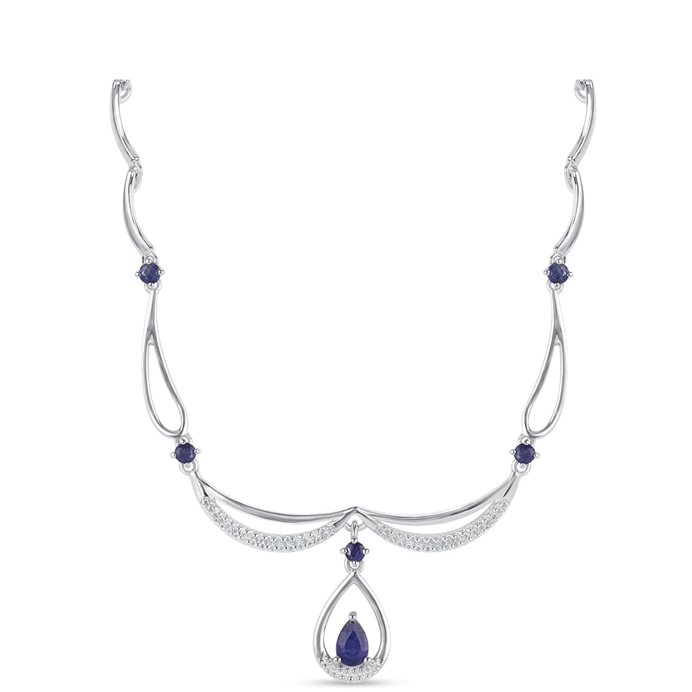 Colier din Argint 925 ( 6.6 grame ) cu Safir Albastru Australian 1.02 Carate 1 