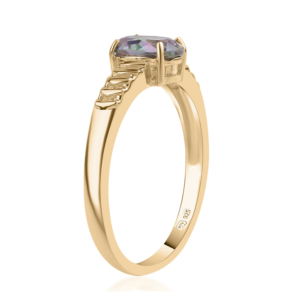 Inel din Argint 925 Placat cu Aur ( 2.29 grame ) cu Topaz Mistic 1.46 Carate 3 
