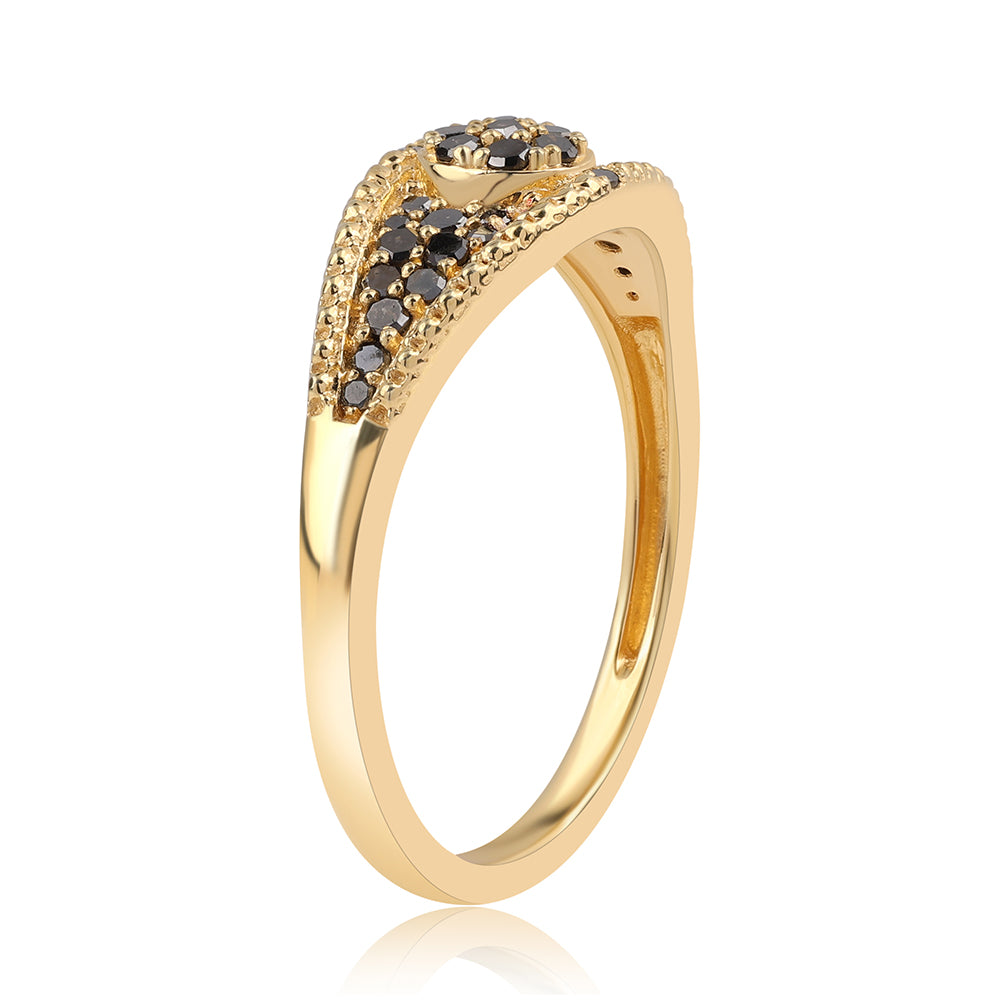 Inel din Argint 925 Placat cu Aur ( 2.41 grame ) cu Diamant Negru 0.32 Carate