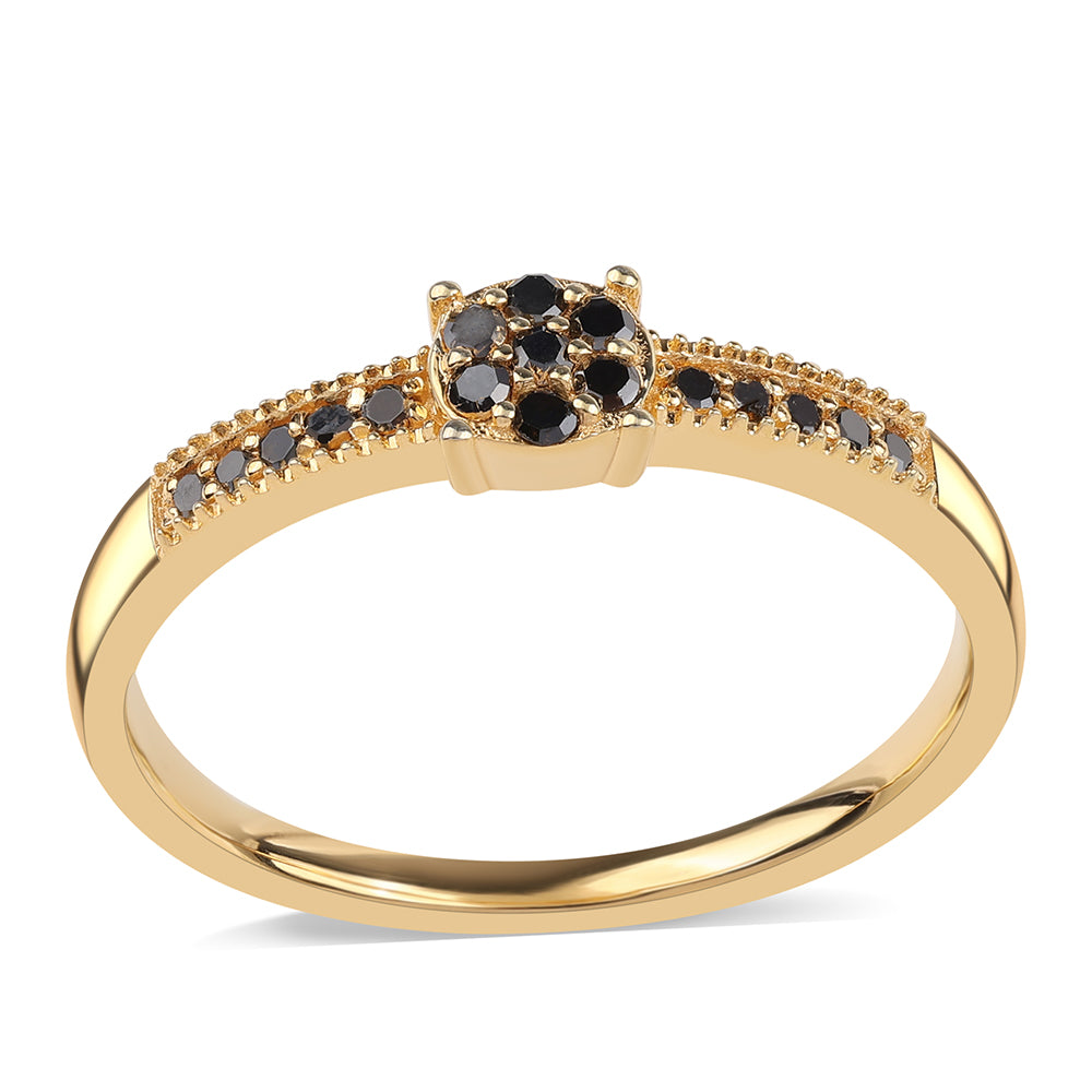 Inel din Argint 925 Placat cu Aur ( 2.14 grame ) cu Diamant Negru 0.19 Carate 1 