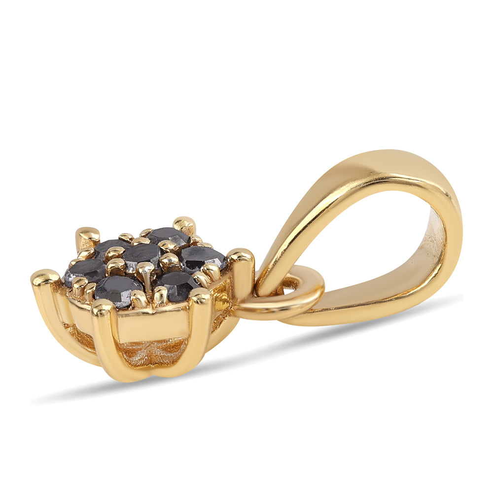 Pandantiv din Argint 925 Placat cu Aur ( 0.6 grame ) cu Diamant Negru 0.11 Carate 2 
