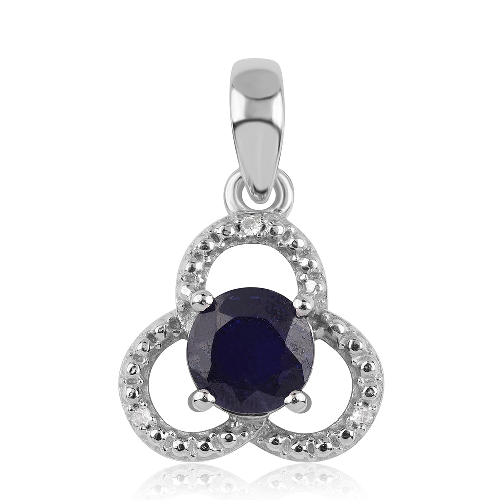 Pandantiv din Argint 925 ( 1.2 grame ) cu Safir Albastru Australian și Topaz Alb 1.39 Carate 1 