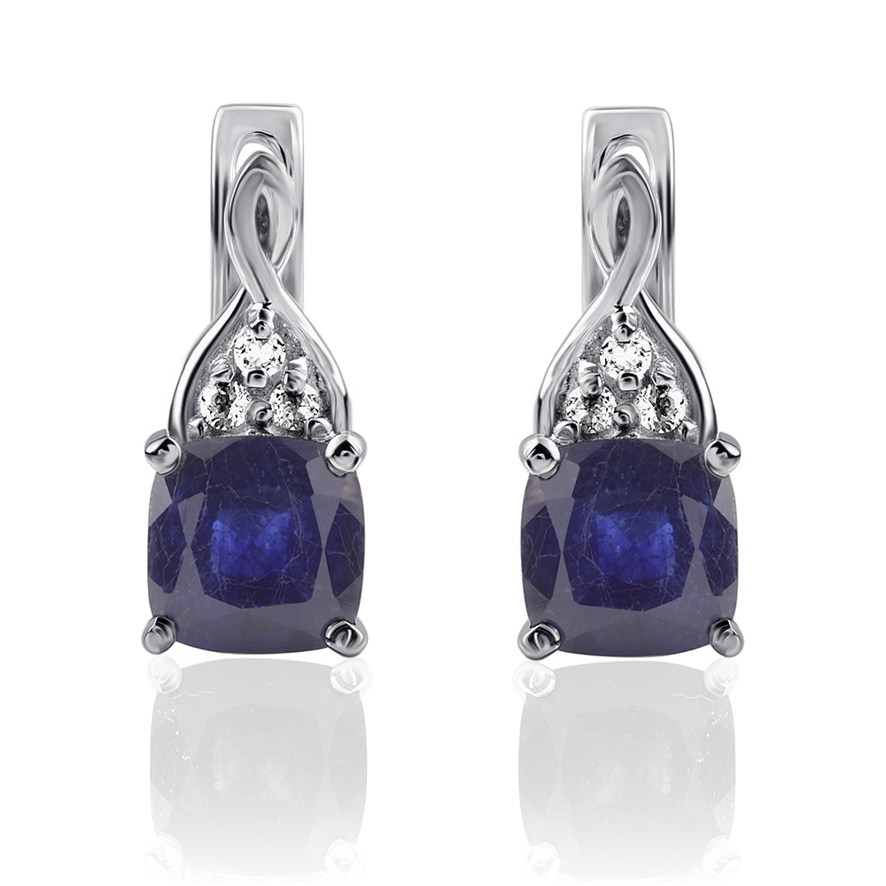 Cercei din Argint 925 ( 1.88 grame ) cu Safir Albastru Australian și Topaz Alb 2.05 Carate