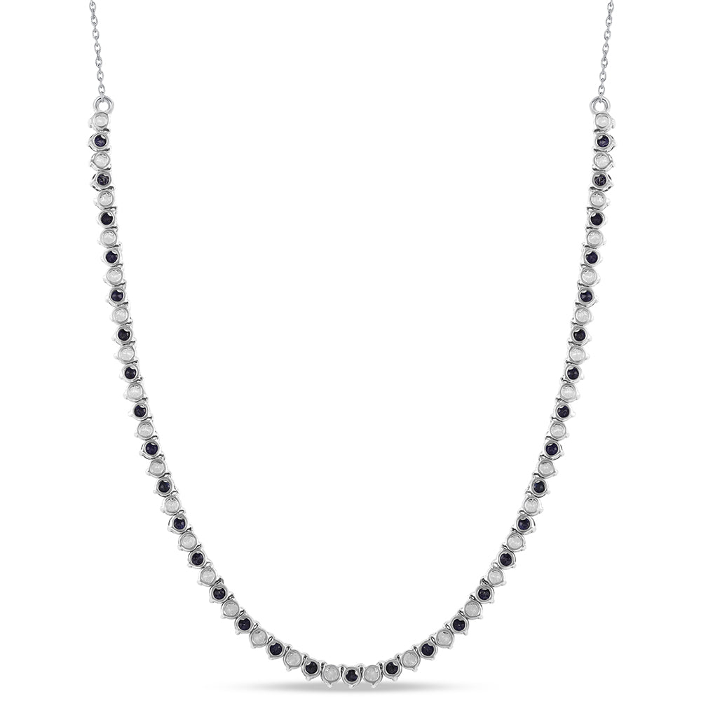 Colier din Argint 925 ( 7.25 grame ) cu Safir Albastru Australian și Topaz Alb 10.36 Carate