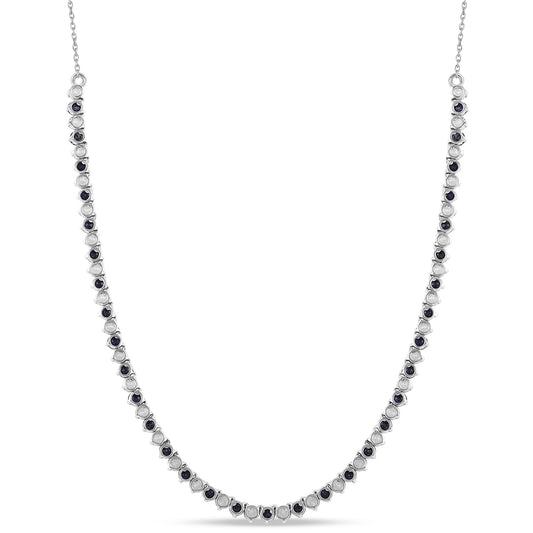 Colier din Argint 925 ( 7.25 grame ) cu Safir Albastru Australian și Topaz Alb 10.36 Carate