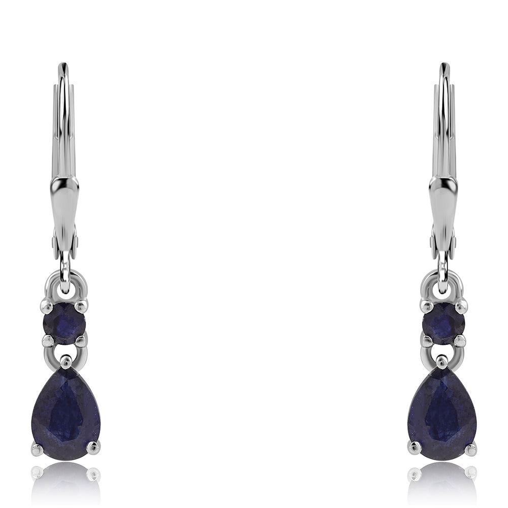 Cercei din Argint 925 ( 1.72 grame ) cu Safir Albastru Australian 2.36 Carate 2 