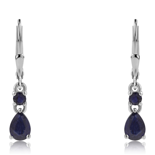 Cercei din Argint 925 ( 1.72 grame ) cu Safir Albastru Australian 2.36 Carate