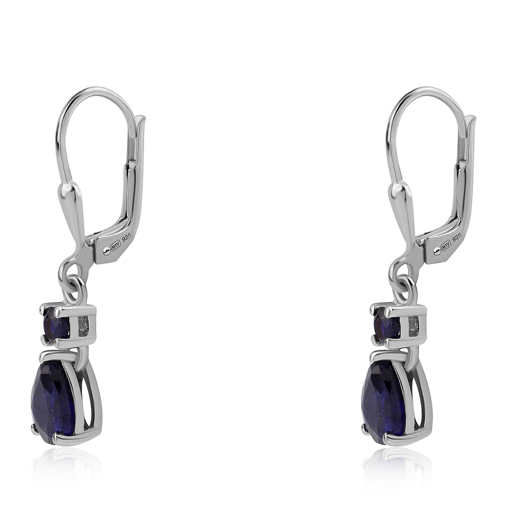 Cercei din Argint 925 ( 1.72 grame ) cu Safir Albastru Australian 2.36 Carate