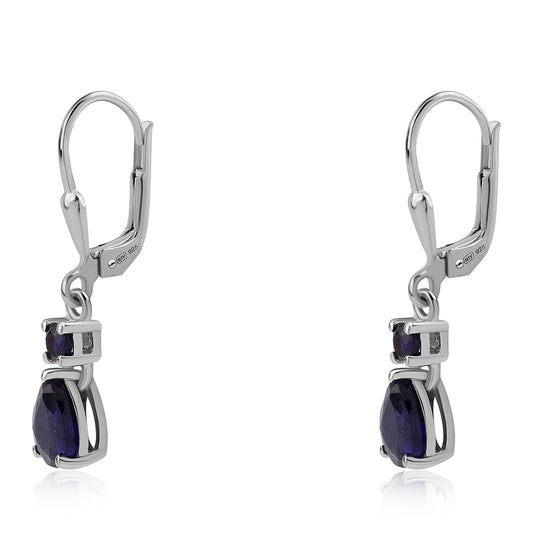 Cercei din Argint 925 ( 1.72 grame ) cu Safir Albastru Australian 2.36 Carate