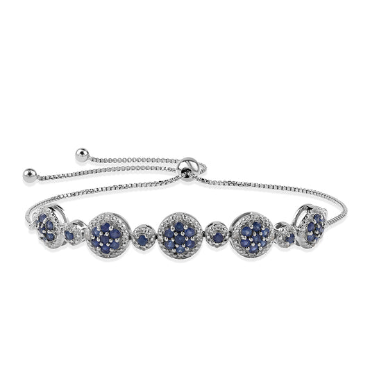 Brățară din Argint 925 ( 6.51 grame ) cu Safir Albastru Australian și Topaz Alb 1.66 Carate