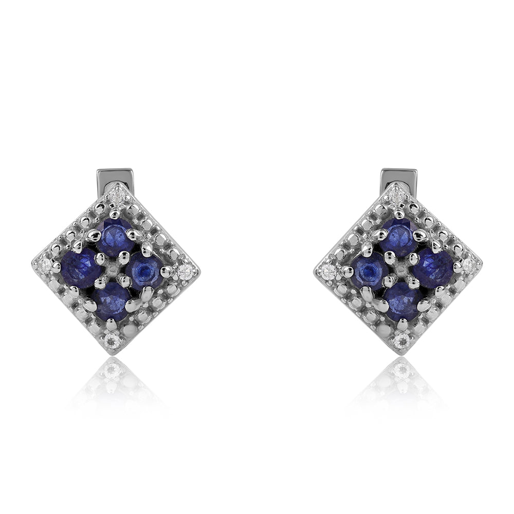 Cercei din Argint 925 ( 2.57 grame ) cu Safir Albastru Australian și Topaz Alb 0.6 Carate