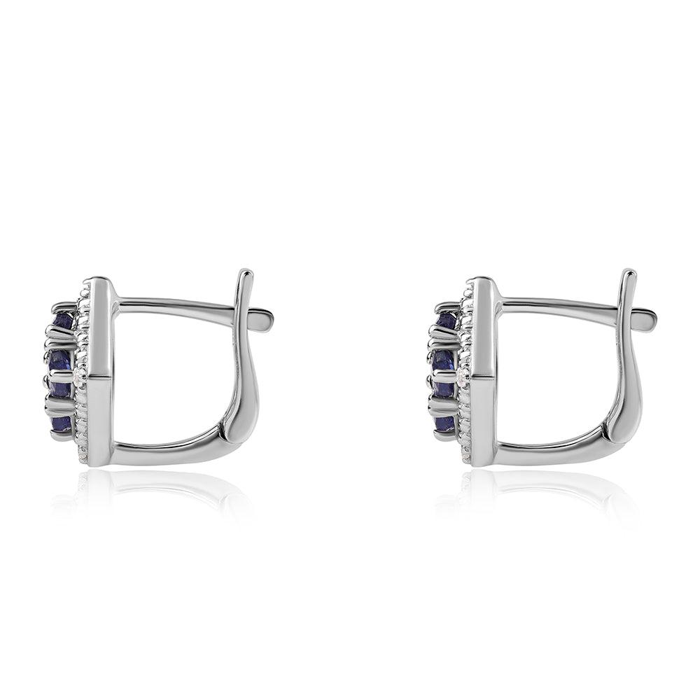 Cercei din Argint 925 ( 2.57 grame ) cu Safir Albastru Australian și Topaz Alb 0.6 Carate 3 