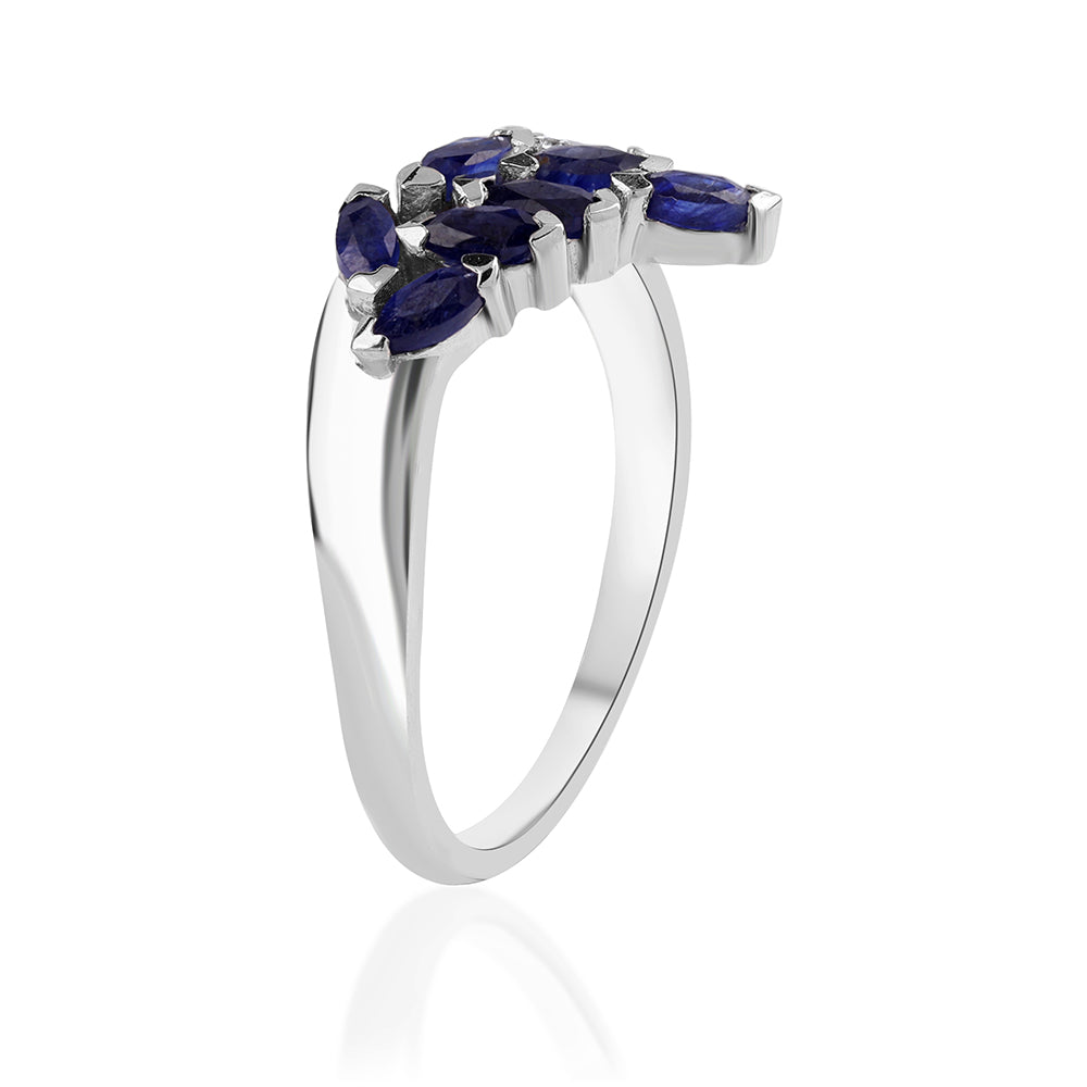 Inel din Argint 925 ( 3 grame ) cu Safir Albastru Australian și Topaz Alb 0.82 Carate 3 