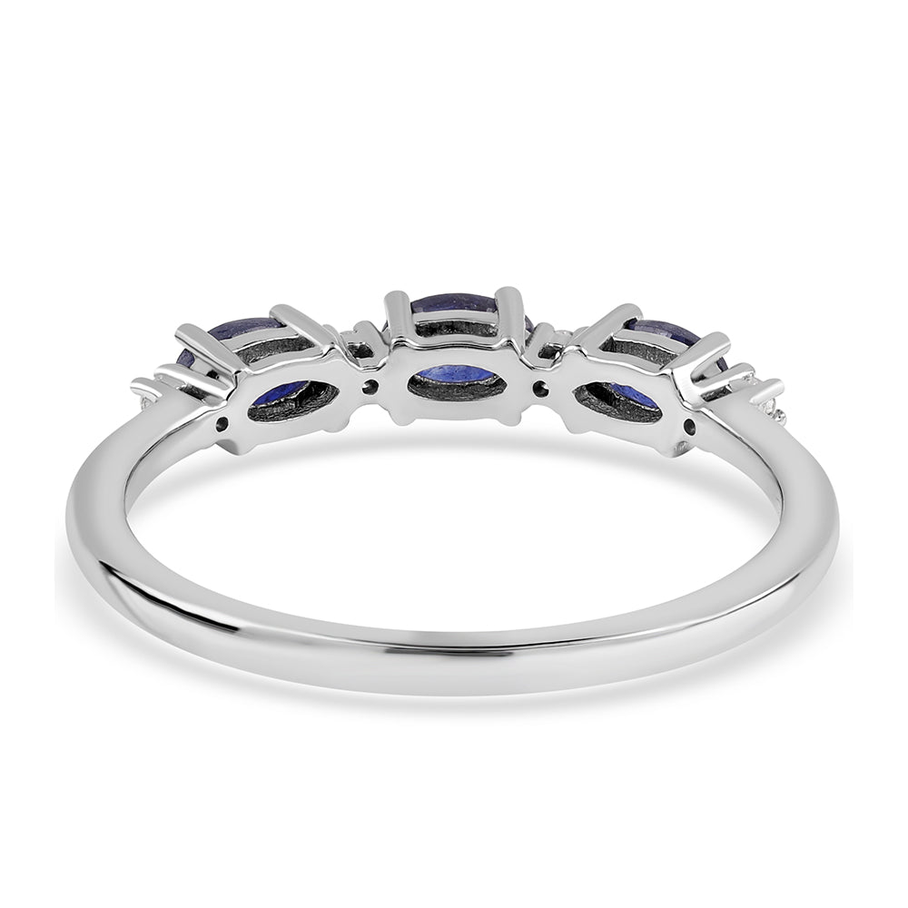 Inel din Argint 925 ( 1.7 grame ) cu Safir Albastru Australian și Topaz Alb 1.11 Carate 3 