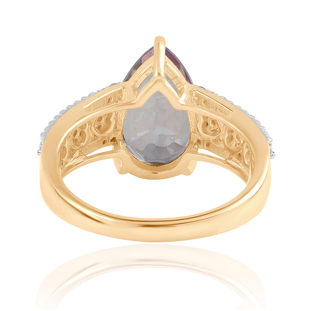 Inel din Argint 925 Placat cu Aur ( 4.31 grame ) cu Topaz Mistic și Topaz Alb 4.61 Carate 2 