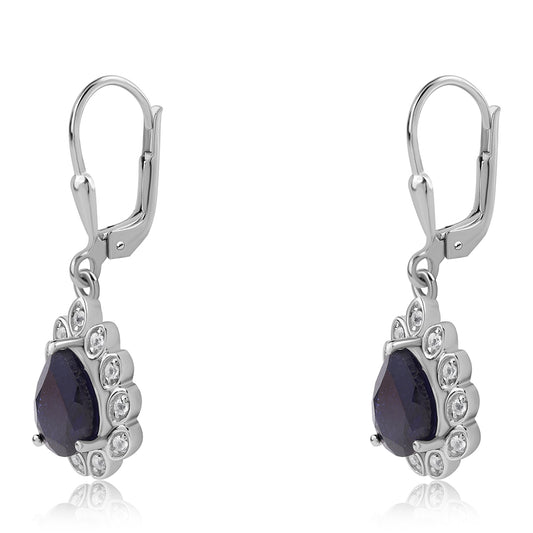 Cercei din Argint 925 ( 3.28 grame ) cu Safir Albastru Australian și Topaz Alb 3.27 Carate