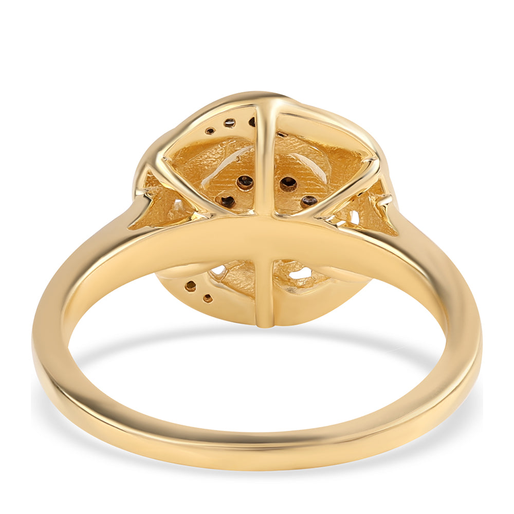 Inel din Argint 925 Placat cu Aur ( 3.86 grame ) cu Diamant Negru 0.27 Carate 3 