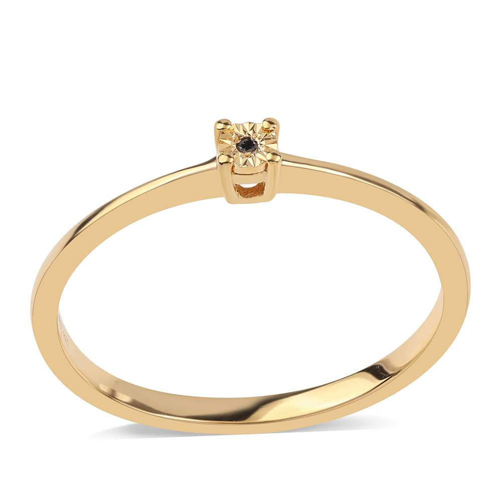 Inel din Argint 925 Placat cu Aur ( 1.36 grame ) cu Diamant Negru 0.06 Carate 1 