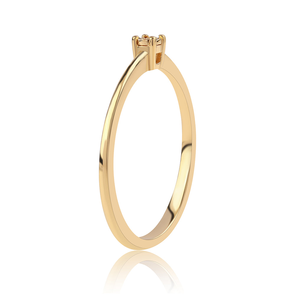 Inel din Argint 925 Placat cu Aur ( 1.36 grame ) cu Diamant Negru 0.06 Carate 2 