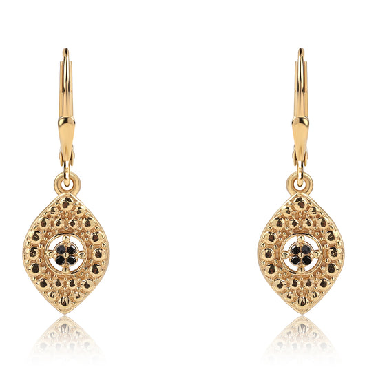 Cercei din Argint 925 Placat cu Aur ( 2.95 grame ) cu Diamant Negru 0.03 Carate