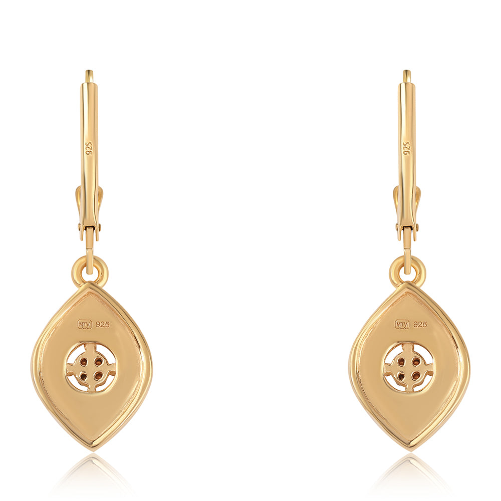 Cercei din Argint 925 Placat cu Aur ( 2.95 grame ) cu Diamant Negru 0.03 Carate 3 