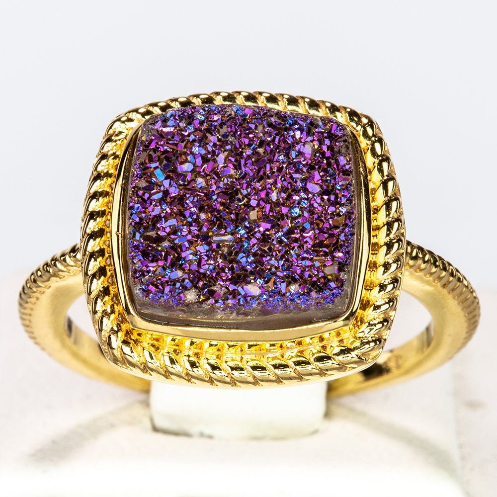 Inel din Argint 925 Placat cu Aur ( 3.91 grame ) cu Drusă Violet 4.64 Carate 5 