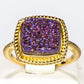 Inel din Argint 925 Placat cu Aur ( 3.91 grame ) cu Drusă Violet 4.64 Carate
