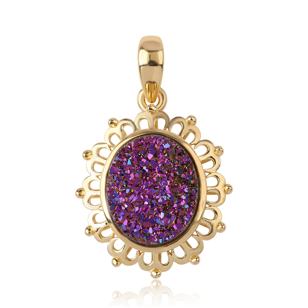 Pandantiv din Argint 925 Placat cu Aur ( 2.38 grame ) cu Drusă Violet 4.33 Carate
