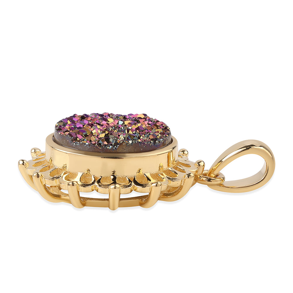 Pandantiv din Argint 925 Placat cu Aur ( 2.38 grame ) cu Drusă Violet 4.33 Carate 2 