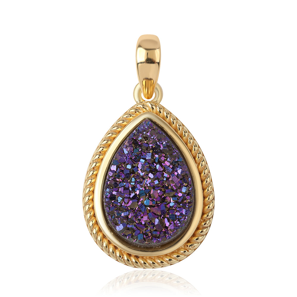 Pandantiv din Argint 925 Placat cu Aur ( 2.96 grame ) cu Drusă Violet 4.68 Carate
