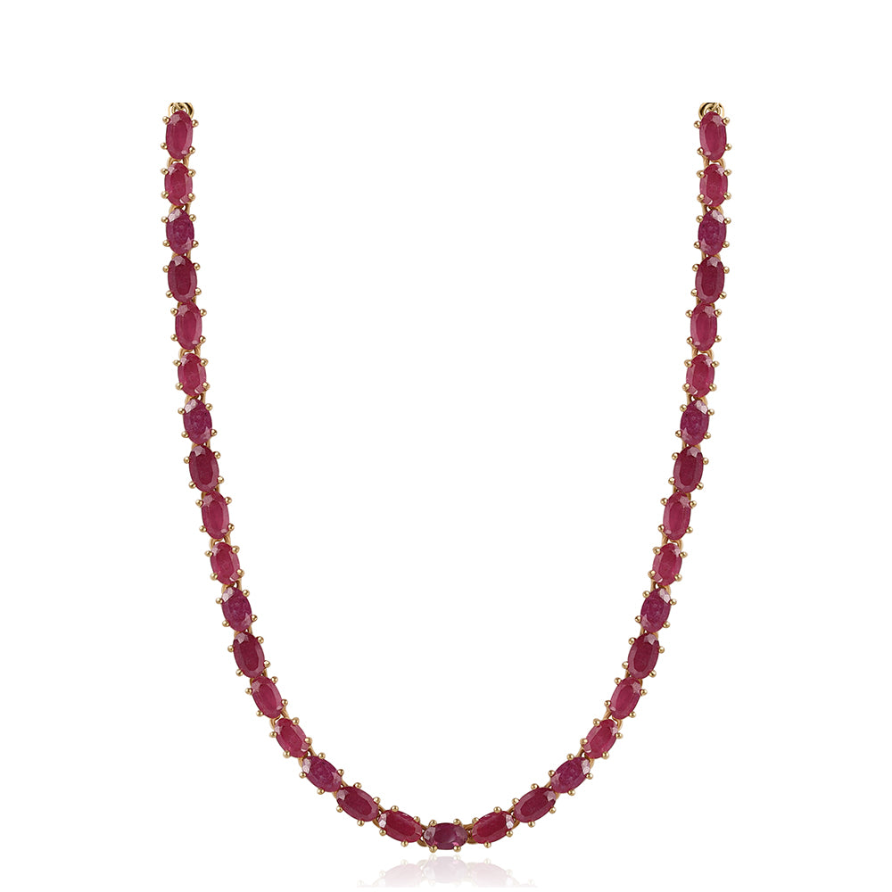 Colier din Argint 925 Placat cu Aur ( 7.69 grame ) cu Rubin Mozambic 12.25 Carate