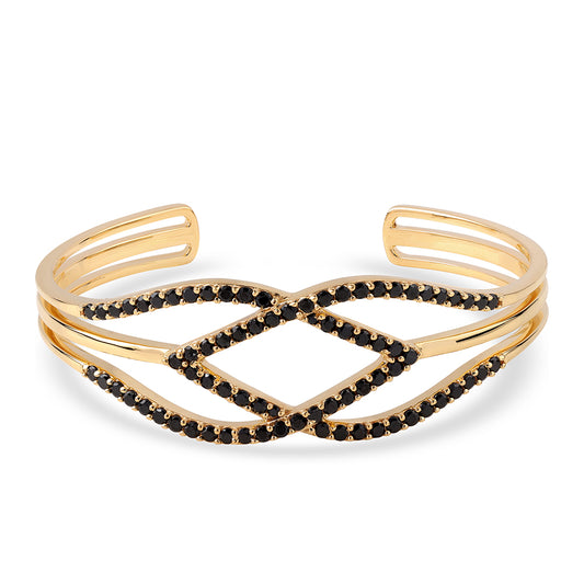 Brățară din Argint 925 Placat cu Aur ( 20.25 grame ) cu Spinel Negru 3.28 Carate