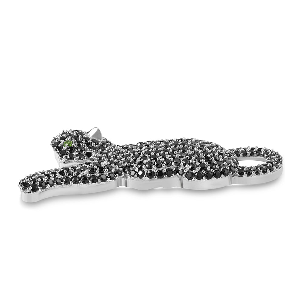 Pandantiv din Argint 925 ( 4.09 grame ) cu Spinel Negru și Cromdiopsid 3.03 Carate 3 