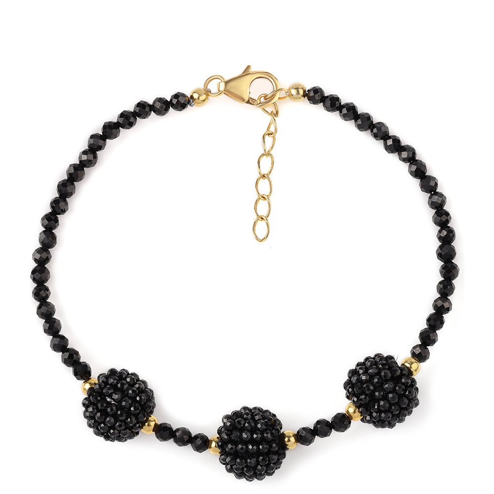 Brățară din Argint 925 Placat cu Aur ( 0.98 grame ) cu Spinel Negru 35 Carate