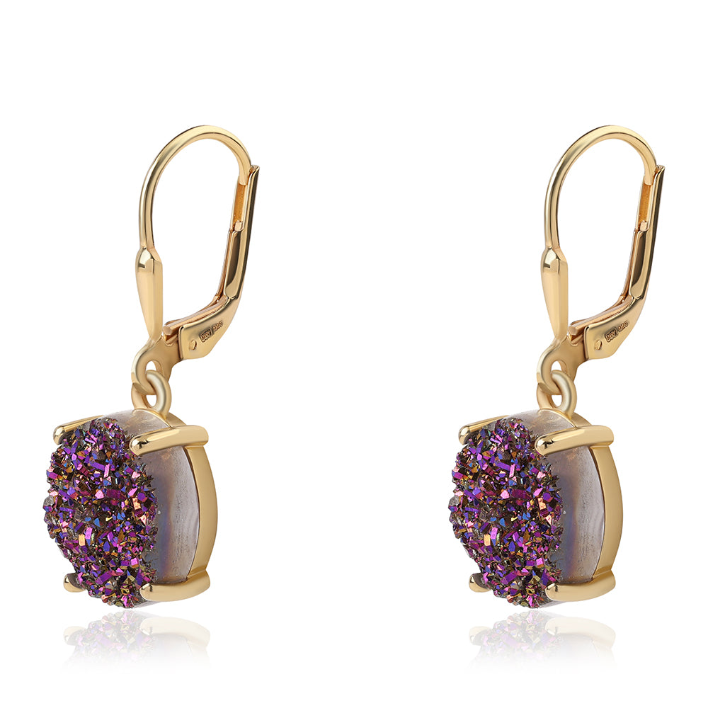 Cercei din Argint 925 Placat cu Aur ( 2.16 grame ) cu Drusă Violet 8.38 Carate 2 