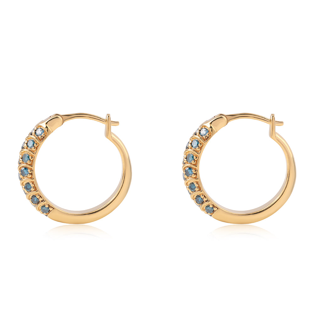 Cercei din Argint 925 Placat cu Aur ( 5.16 grame ) cu Diamant Albastru 0.63 Carate 2 