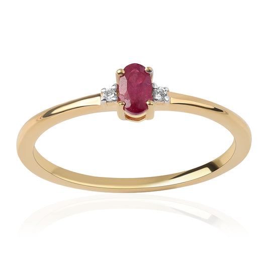 Inel din Argint 925 Placat cu Aur ( 1.58 grame ) cu Rubin Mozambic și Topaz Alb 0.37 Carate