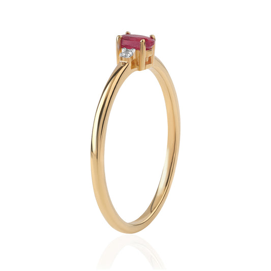 Inel din Argint 925 Placat cu Aur ( 1.58 grame ) cu Rubin Mozambic și Topaz Alb 0.37 Carate