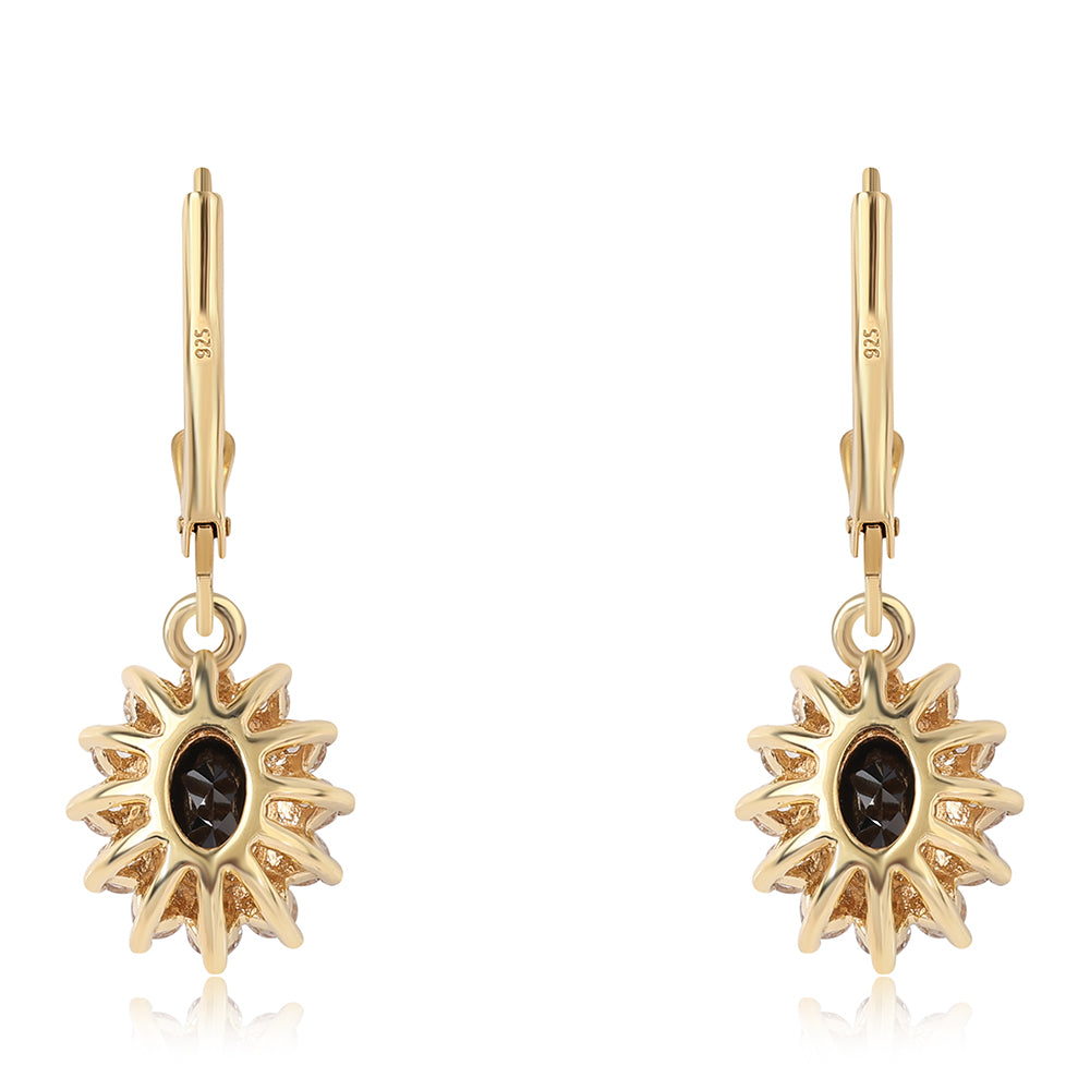 Cercei din Argint 925 Placat cu Aur ( 2.89 grame ) cu Spinel Negru și Topaz Alb 2.94 Carate 3 