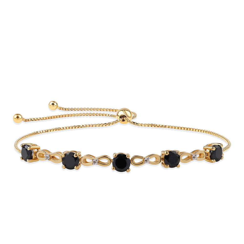 Brățară din Argint 925 Placat cu Aur ( 3.97 grame ) cu Spinel Negru și Topaz Alb 3.39 Carate 1 