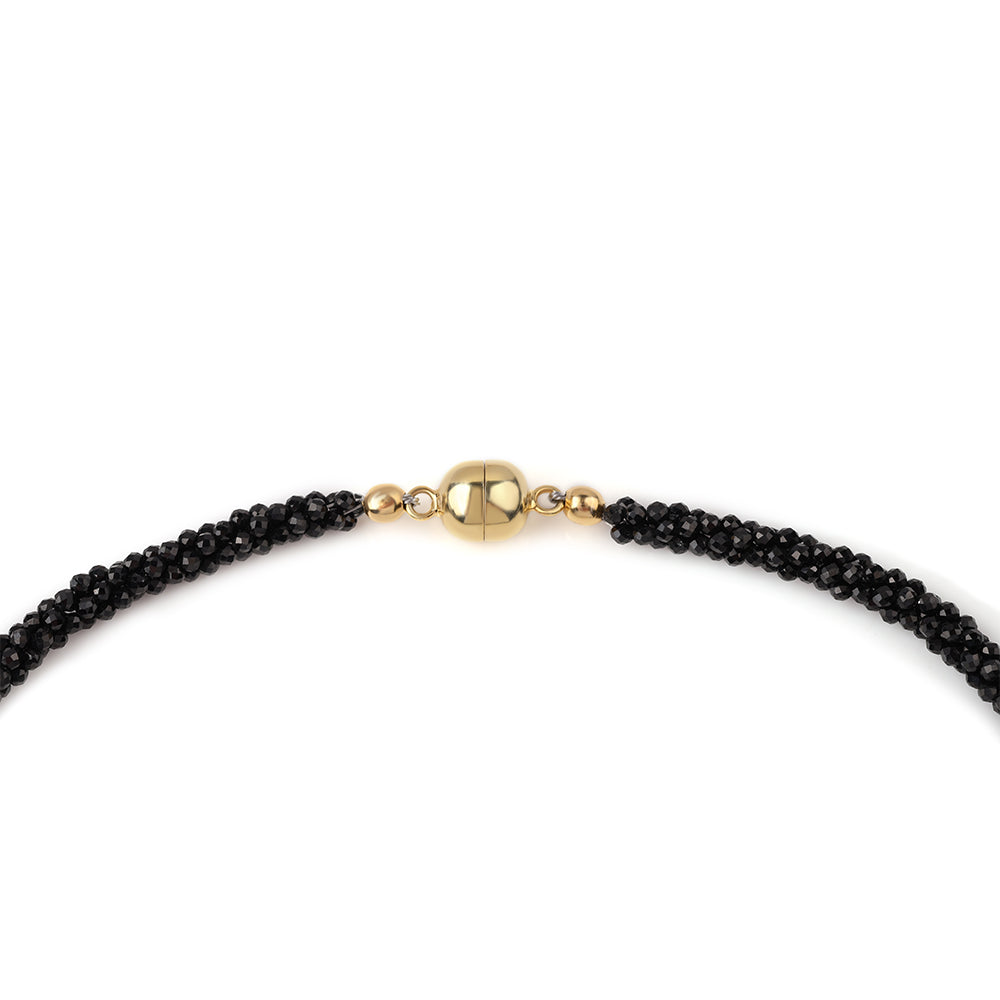 Colier din Argint 925 Placat cu Aur ( 3.32 grame ) cu Spinel Negru 99.8 Carate 3 