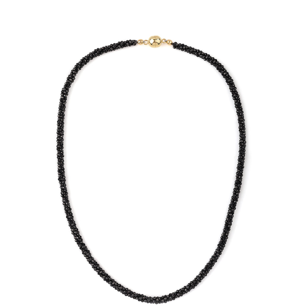 Colier din Argint 925 Placat cu Aur ( 3.32 grame ) cu Spinel Negru 99.8 Carate 4 