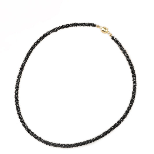 Colier din Argint 925 Placat cu Aur ( 3.32 grame ) cu Spinel Negru 99.8 Carate