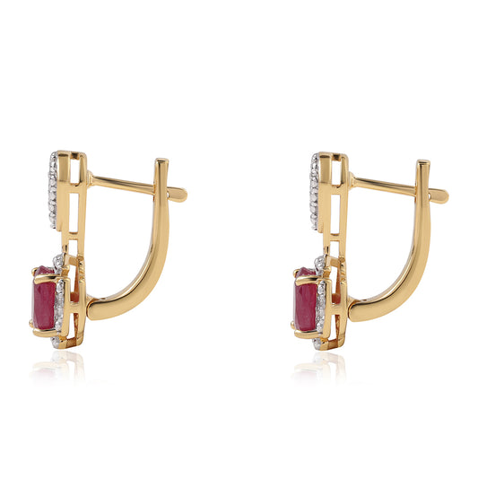 Cercei din Argint 925 Placat cu Aur ( 4.01 grame ) cu Rubin Mozambic și Topaz Alb 2.4 Carate