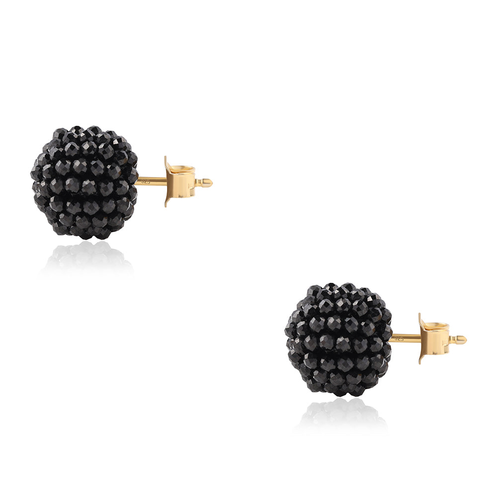 Cercei din Argint 925 Placat cu Aur ( 0.39 grame ) cu Spinel Negru 21.5 Carate 4 