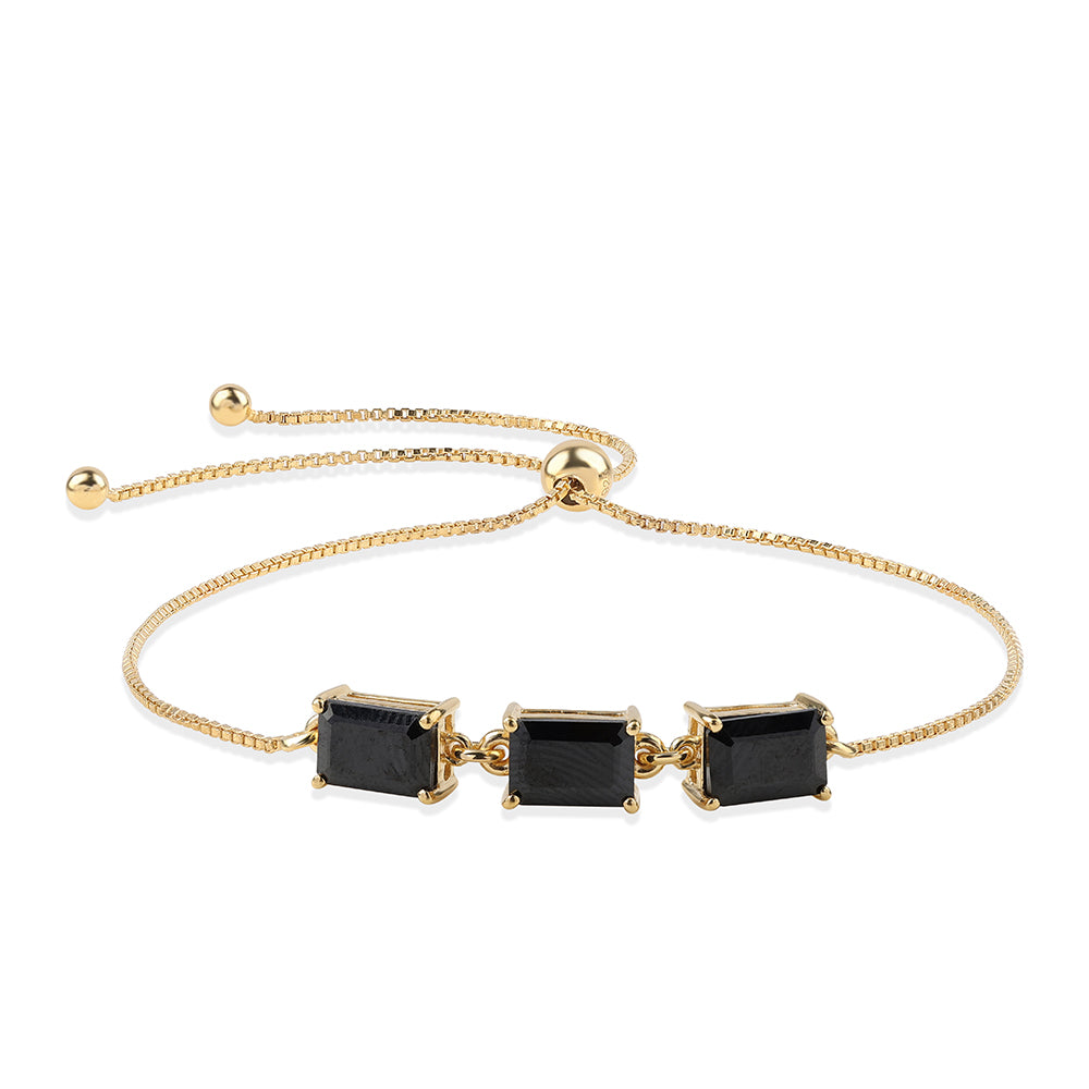 Brățară din Argint 925 Placat cu Aur ( 2.5 grame ) cu Spinel Negru 4.49 Carate 1 